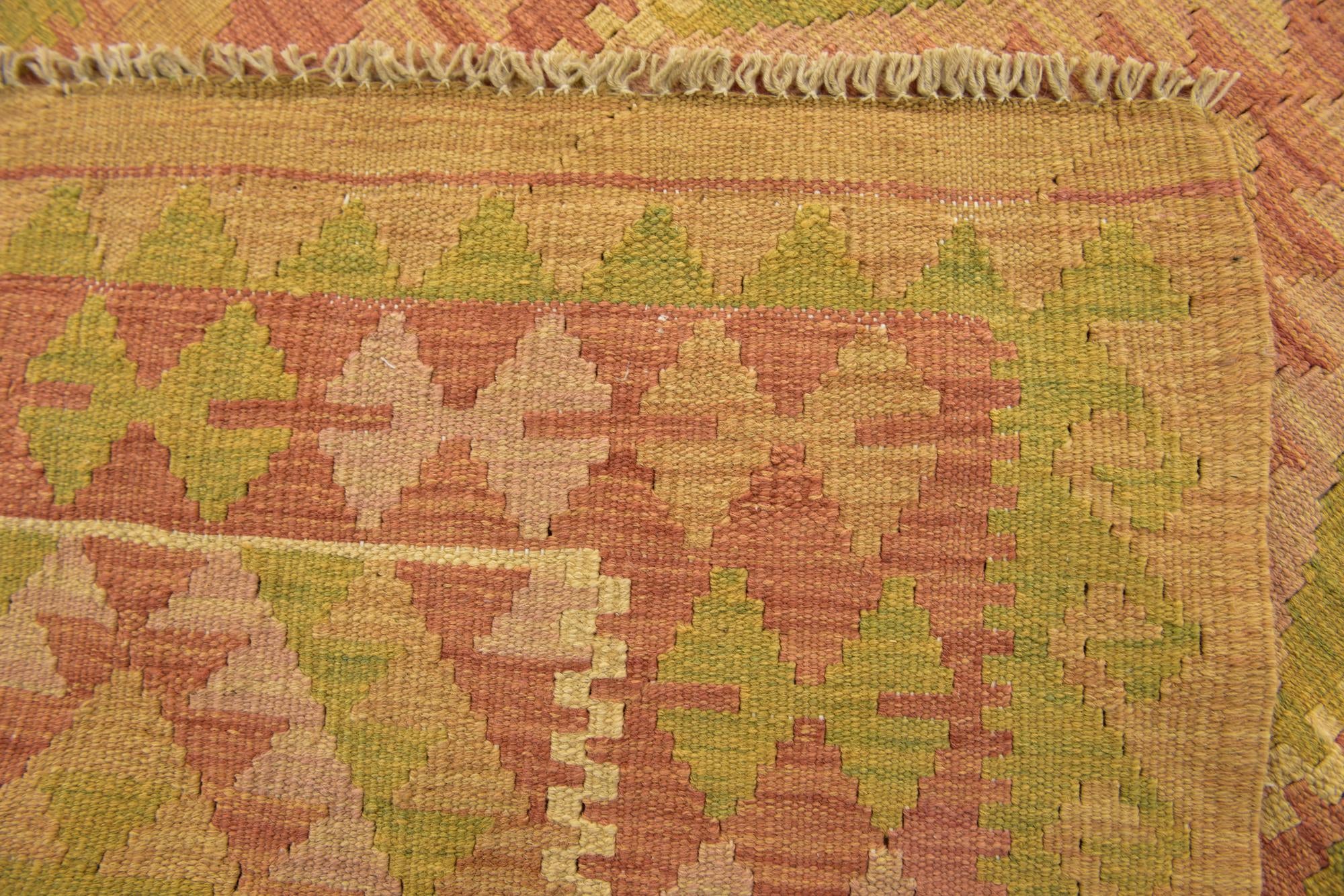 2' 4 x 4' 3 Hand Woven Kilim Waziri Wool Rug