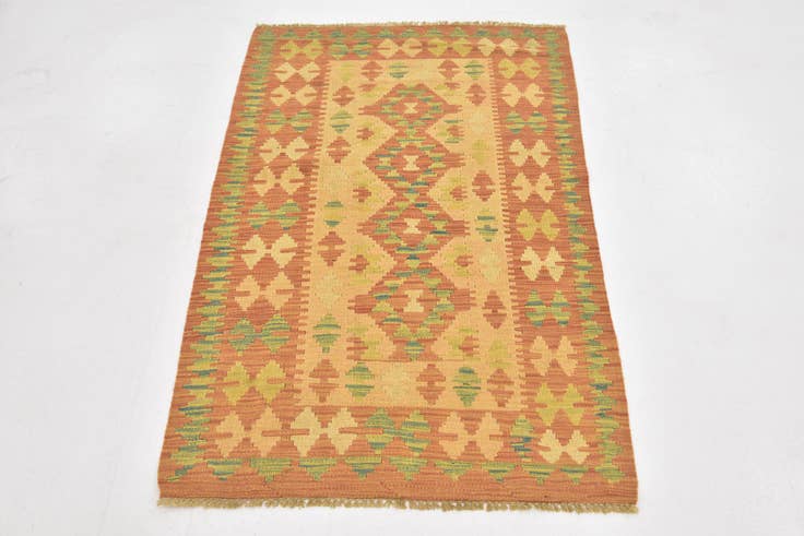 Detail image of 2' 8 x 4' 3 Hand Woven Kilim Waziri Wool Rug