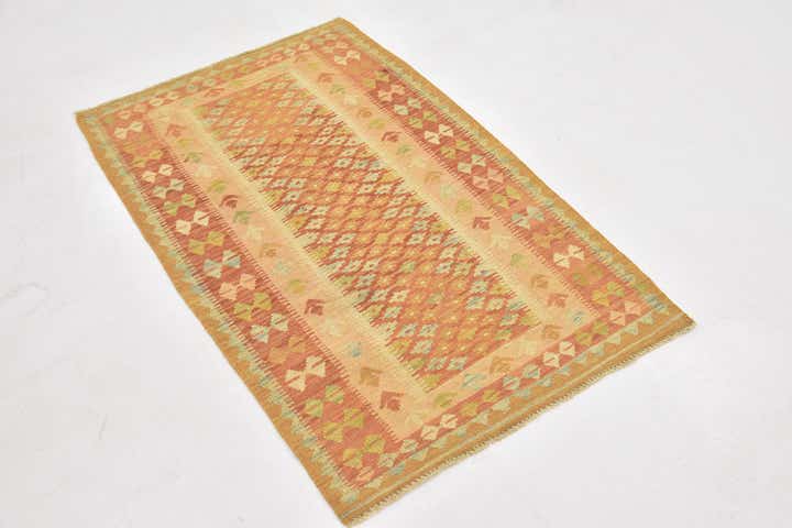 2' 8 x 4' Hand Woven Kilim Waziri Wool Rug