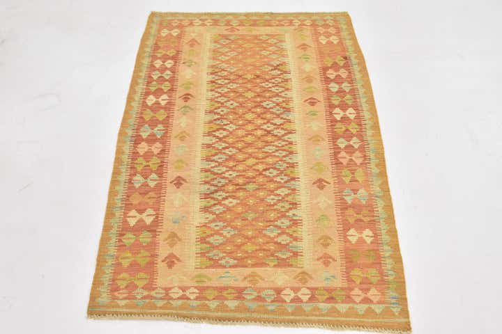 2' 8 x 4' Hand Woven Kilim Waziri Wool Rug
