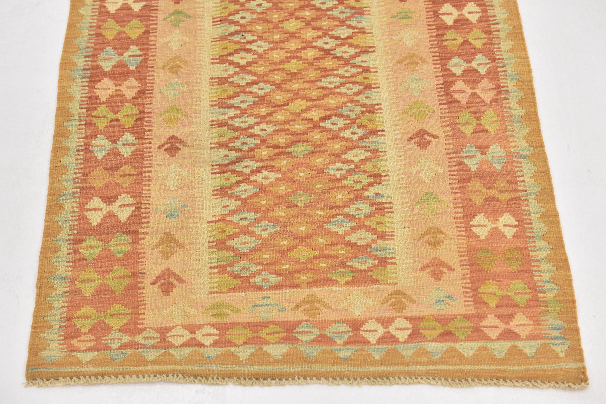 2' 8 x 4' Hand Woven Kilim Waziri Wool Rug