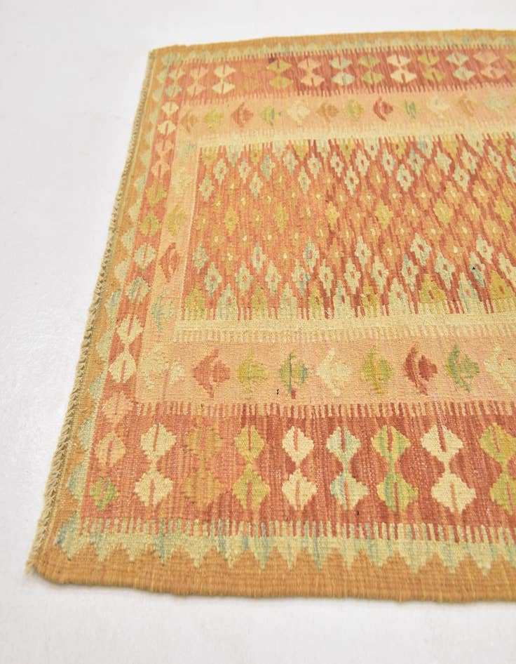 Detail image of 2' 8 x 4'  Hand Woven Kilim Waziri Wool Rug