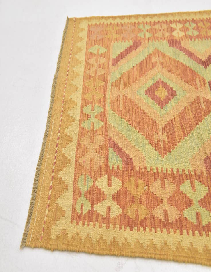 Detail image of 2' 9 x 4'  Hand Woven Kilim Waziri Wool Rug