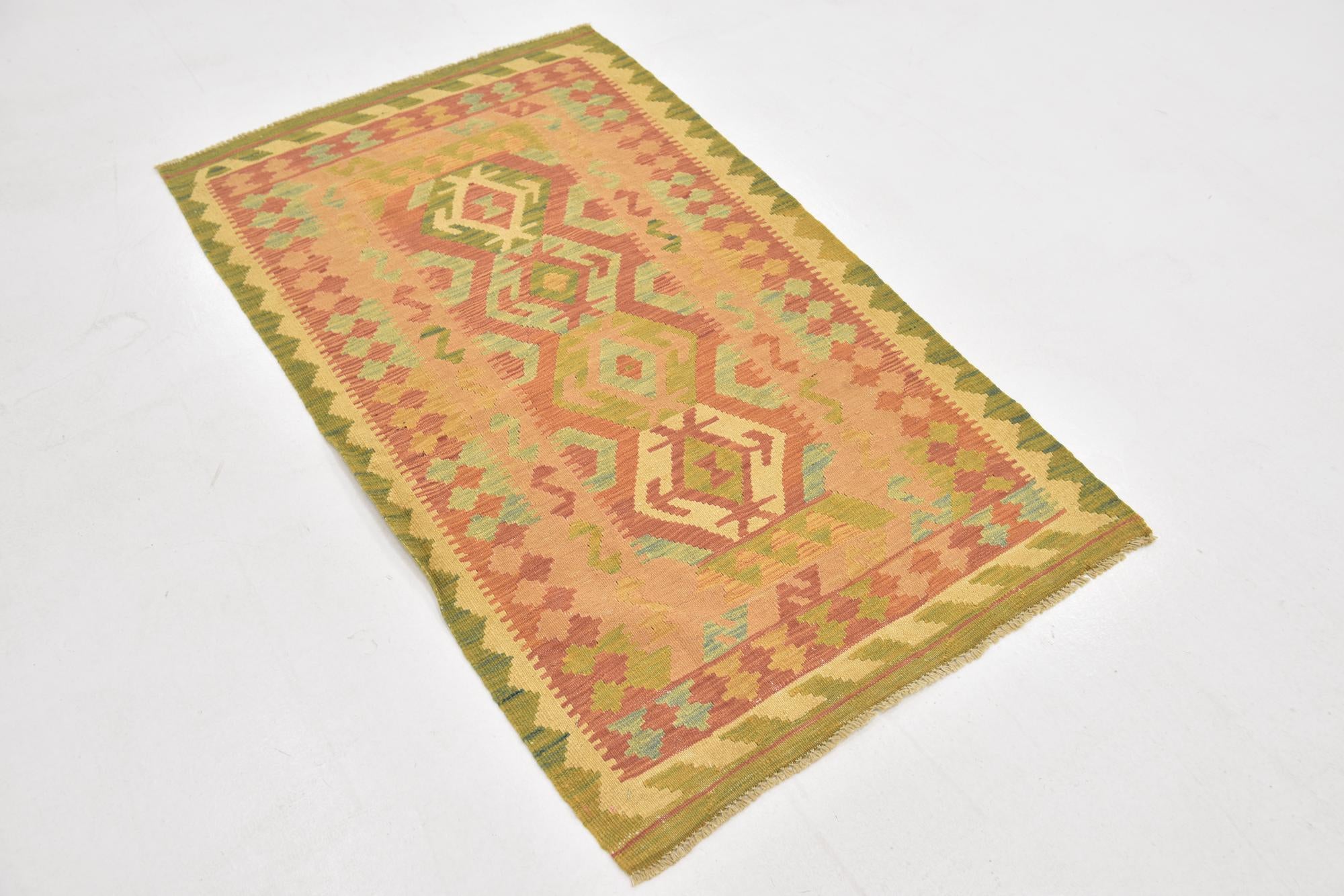 3' x 5' Hand Woven Kilim Waziri Wool Rug