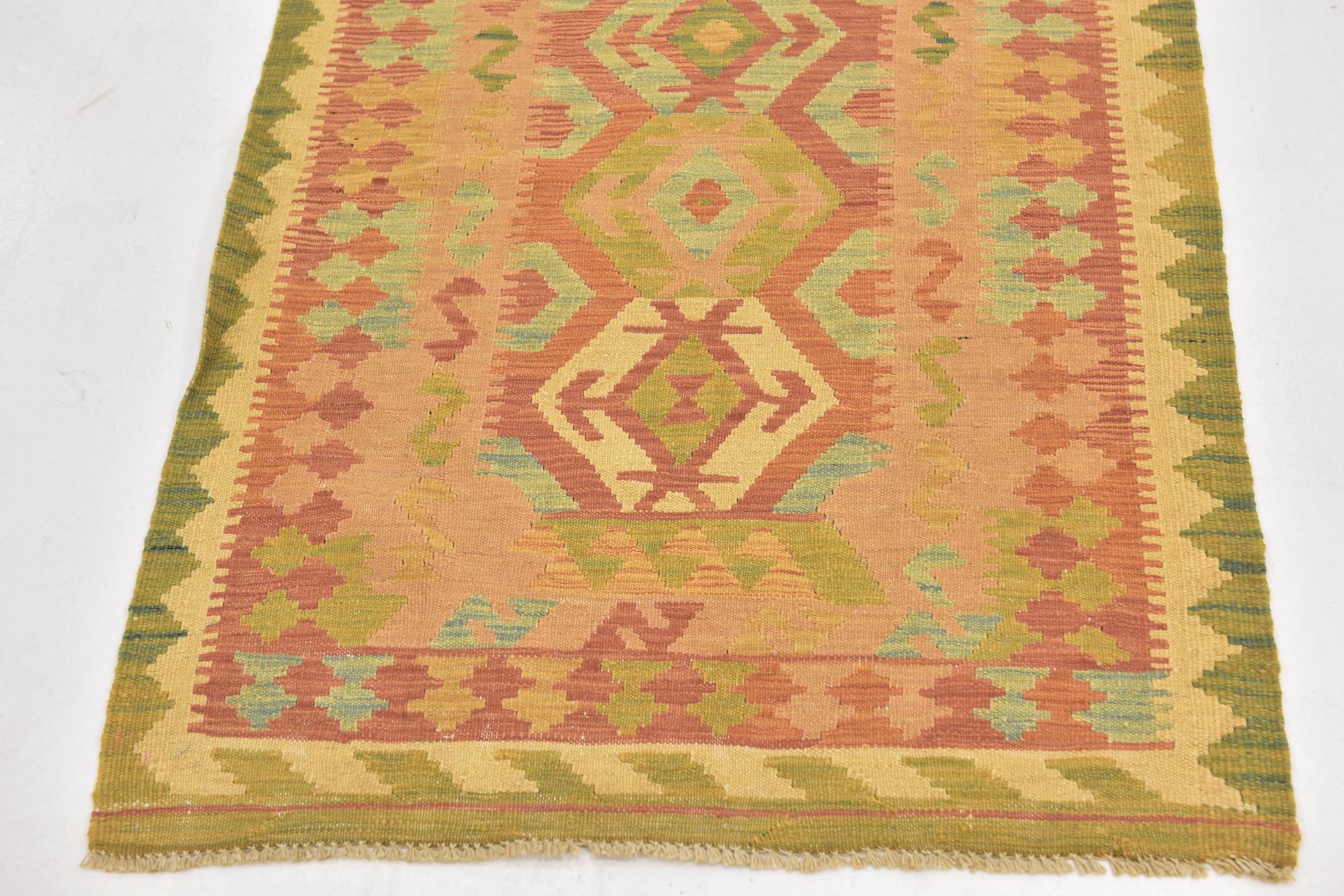 3' x 5' Hand Woven Kilim Waziri Wool Rug