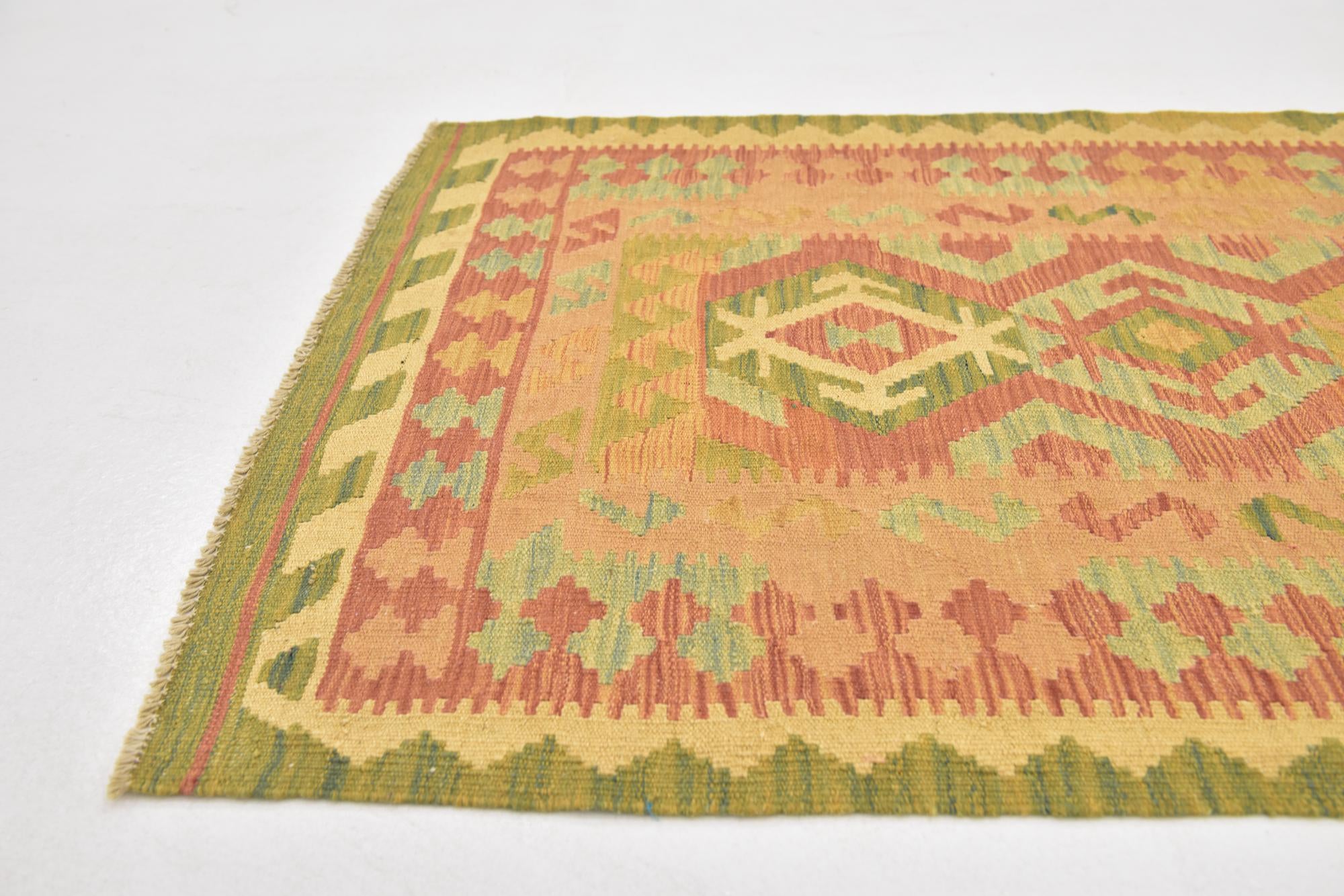 3' x 5' Hand Woven Kilim Waziri Wool Rug
