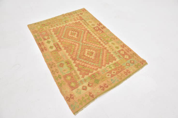 Detail image of 3' 3 x 5' Hand Woven Kilim Waziri Wool Rug