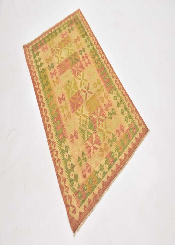 3' x 4' 9 Hand Woven Kilim Waziri Wool Rug