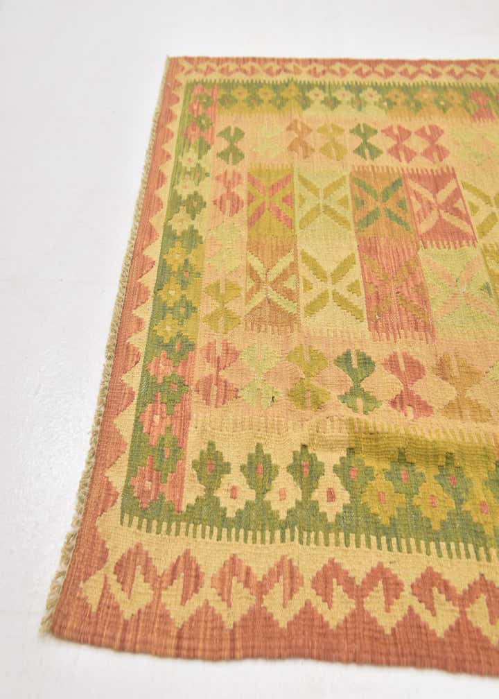 3' x 4' 9 Hand Woven Kilim Waziri Wool Rug