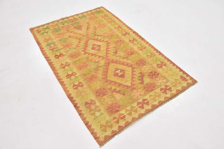 3' 2 x 5' Hand Woven Kilim Waziri Wool Rug