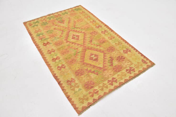 Detail image of 3' 2 x 5' Hand Woven Kilim Waziri Wool Rug