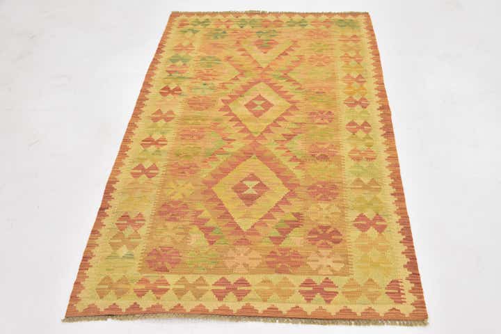 3' 2 x 5' Hand Woven Kilim Waziri Wool Rug