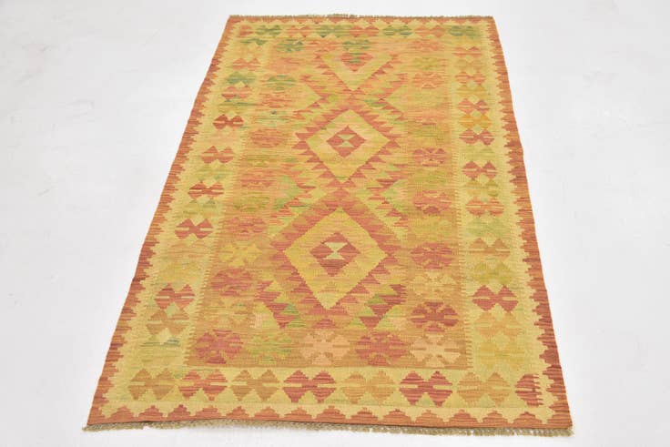 Detail image of 3' 2 x 5' Hand Woven Kilim Waziri Wool Rug