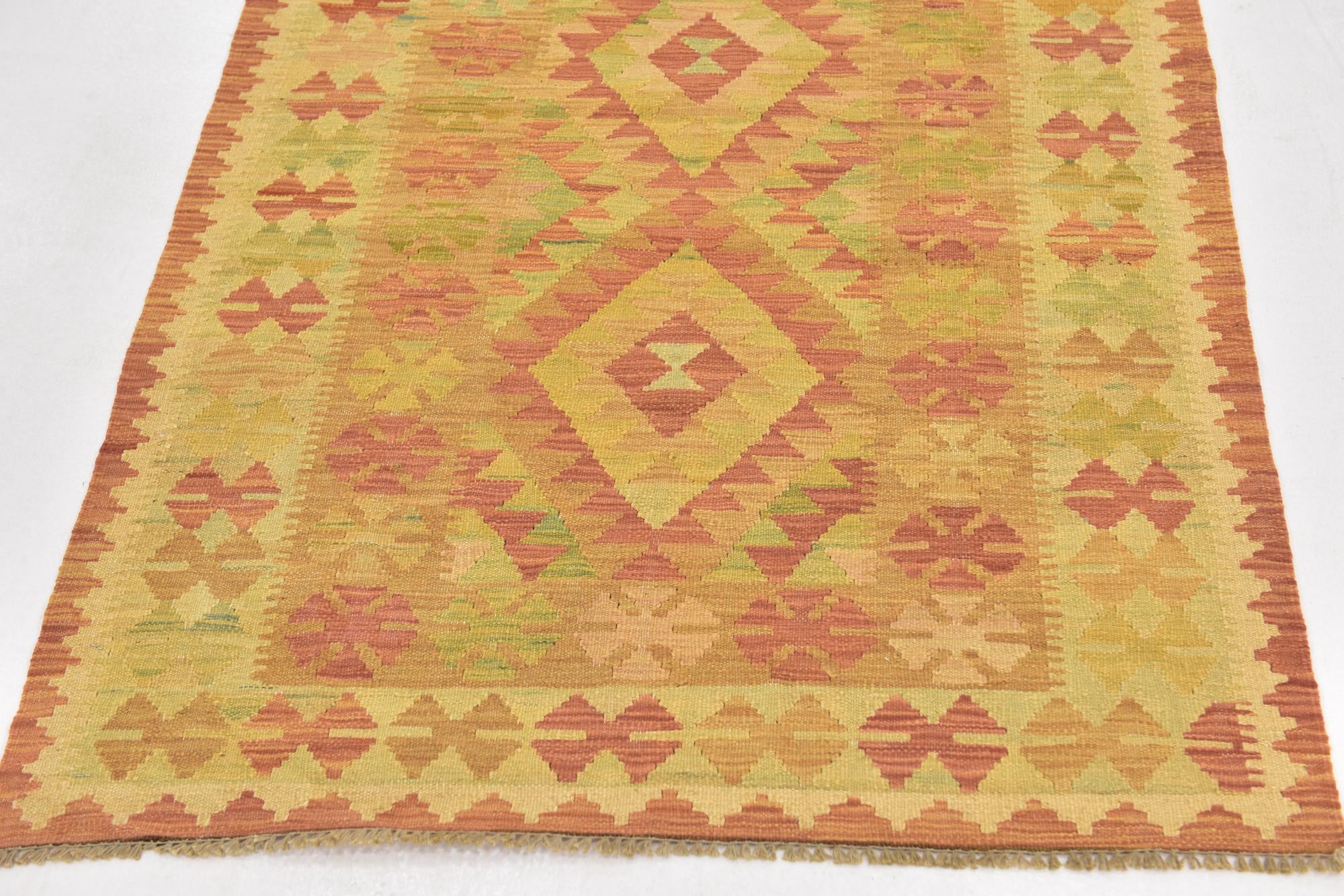 3' 2 x 5' Hand Woven Kilim Waziri Wool Rug