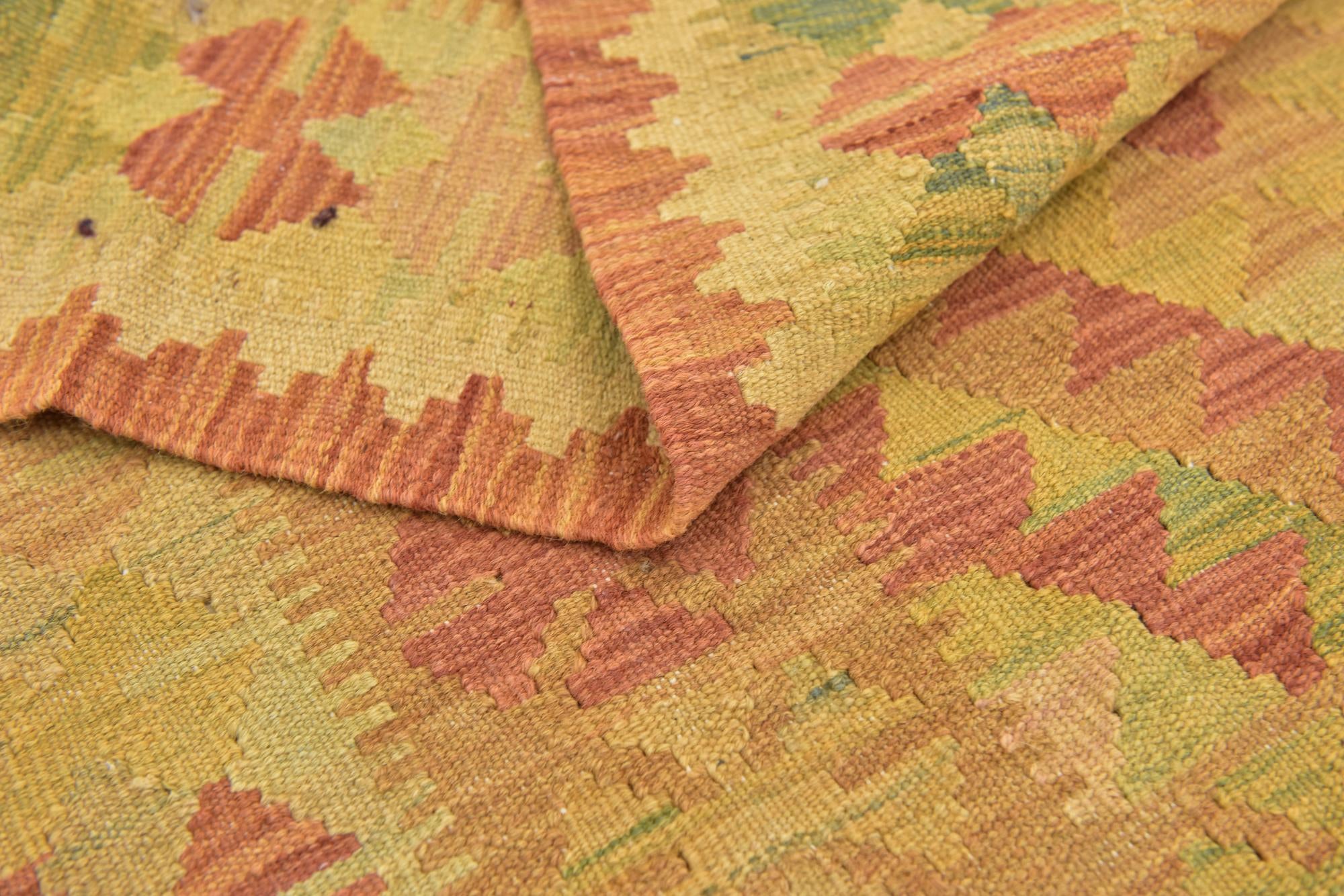3' 2 x 5' Hand Woven Kilim Waziri Wool Rug