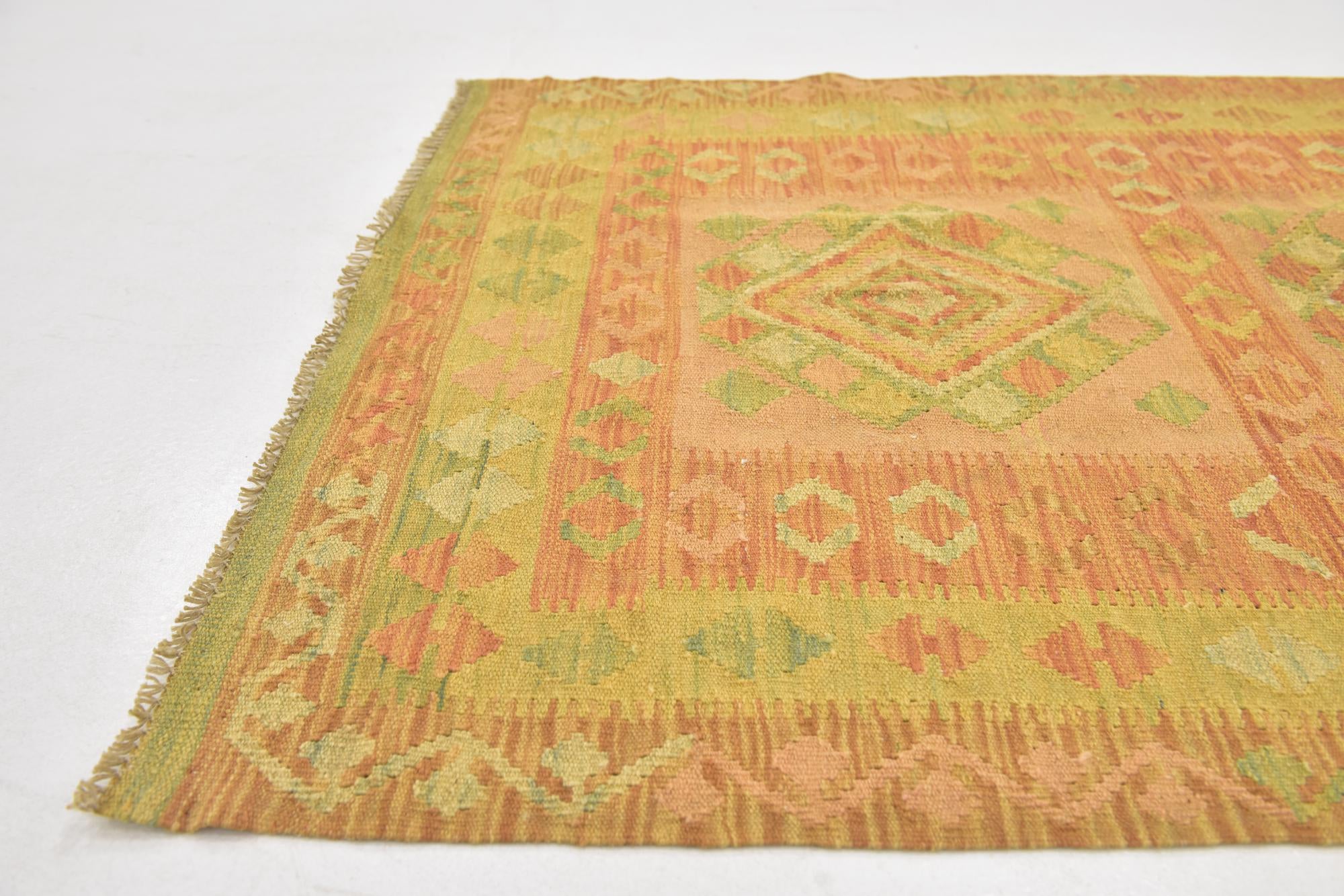 3' 3 x 5' Hand Woven Kilim Waziri Wool Rug