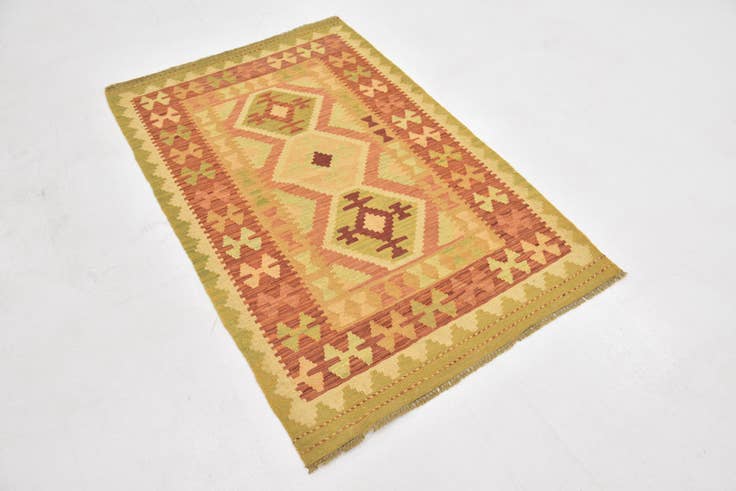 Detail image of 3' 2 x 5' Hand Woven Kilim Waziri Wool Rug