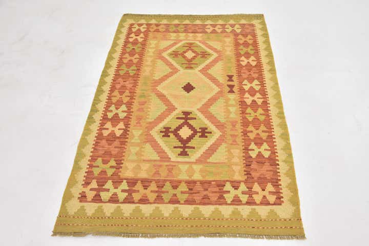 3' 2 x 5' Hand Woven Kilim Waziri Wool Rug