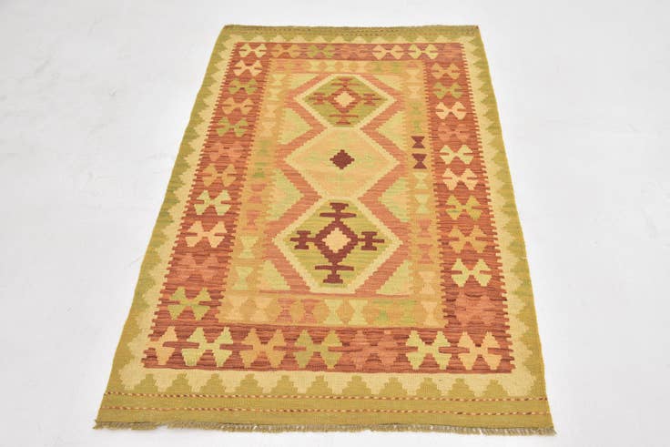 Detail image of 3' 2 x 5' Hand Woven Kilim Waziri Wool Rug