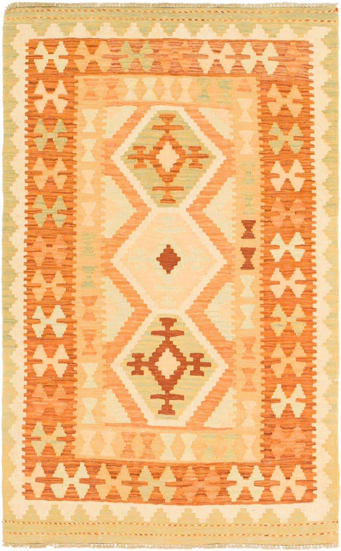 3' 2 x 5' Hand Woven Kilim Waziri Wool Rug