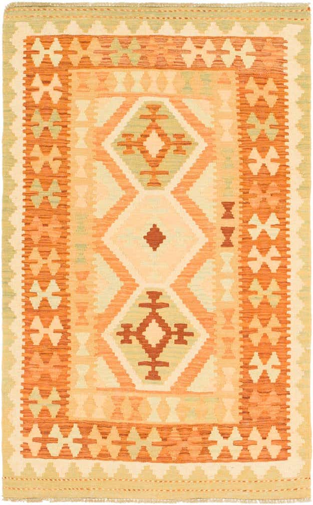 3' 2 x 5' Hand Woven Kilim Waziri Wool Rug
