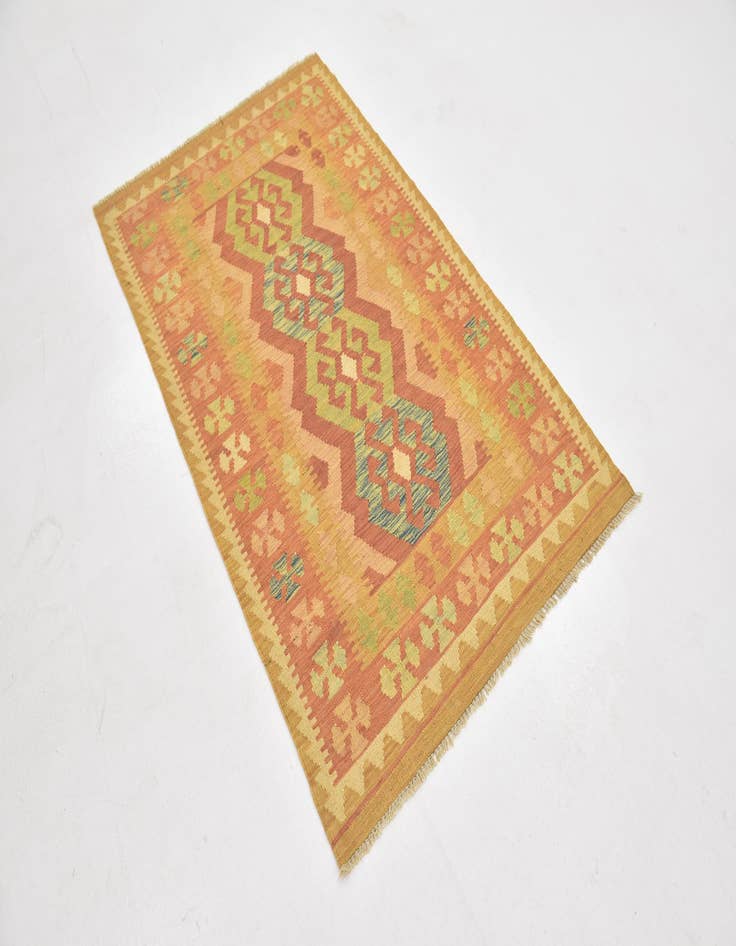 Detail image of 3' 2 x 5' Hand Woven Kilim Waziri Wool Rug