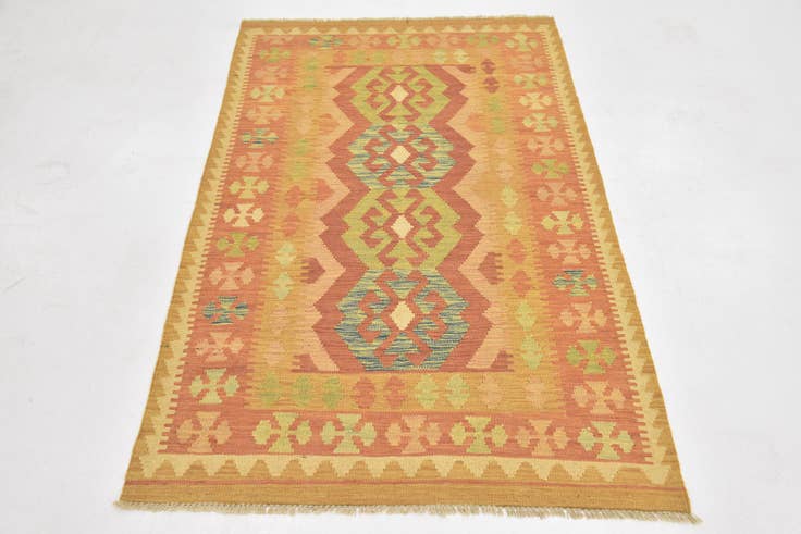 Detail image of 3' 2 x 5' Hand Woven Kilim Waziri Wool Rug