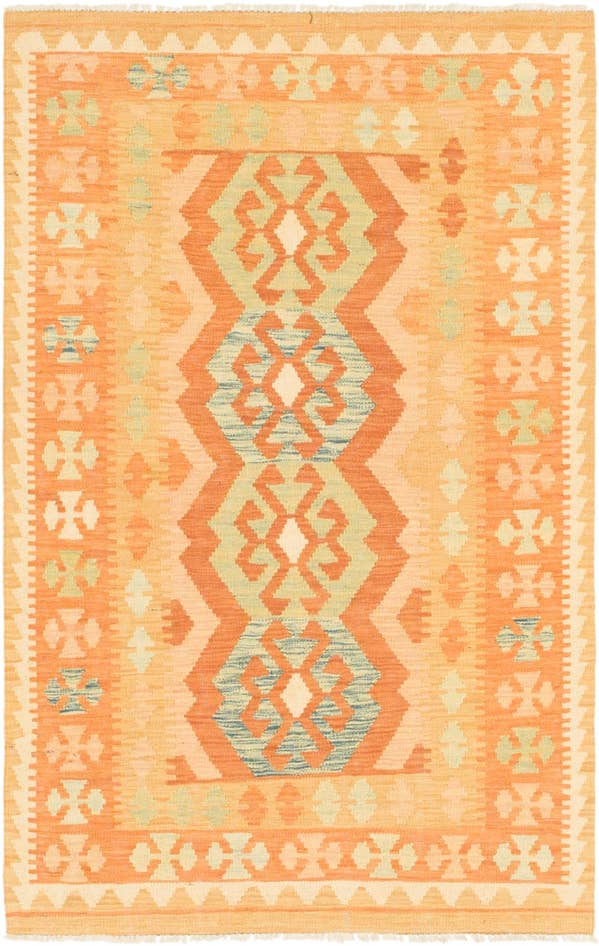 Detail image of 3' 2 x 5' Hand Woven Kilim Waziri Wool Rug