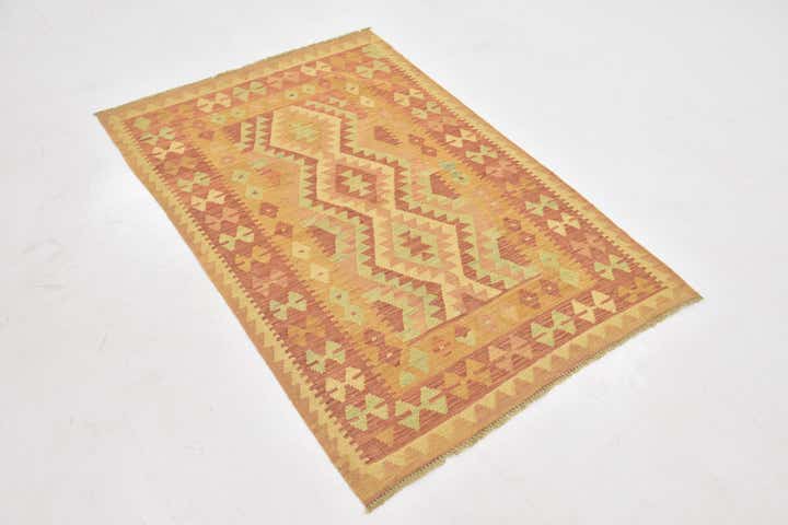 3' 4 x 5' Hand Woven Kilim Waziri Wool Rug
