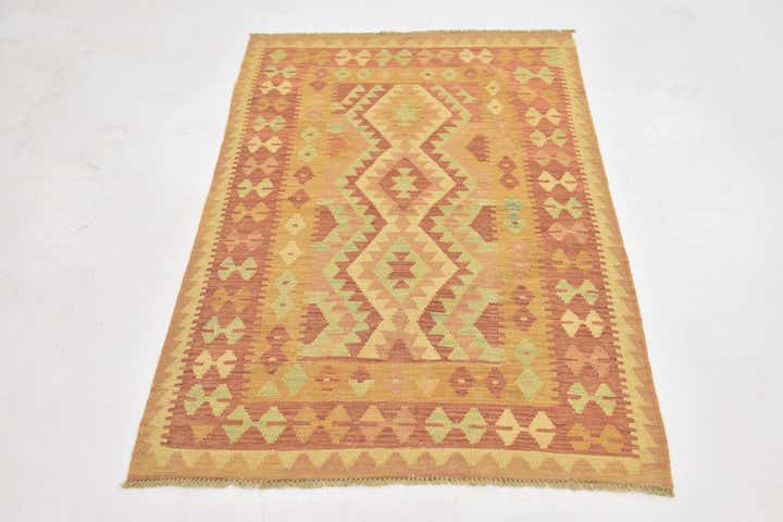 3' 4 x 5' Hand Woven Kilim Waziri Wool Rug
