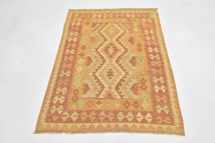 Detail image of 3' 4 x 5' Hand Woven Kilim Waziri Wool Rug