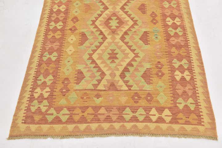3' 4 x 5' Hand Woven Kilim Waziri Wool Rug