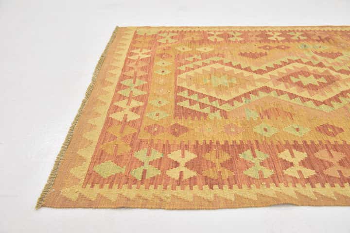 3' 4 x 5' Hand Woven Kilim Waziri Wool Rug