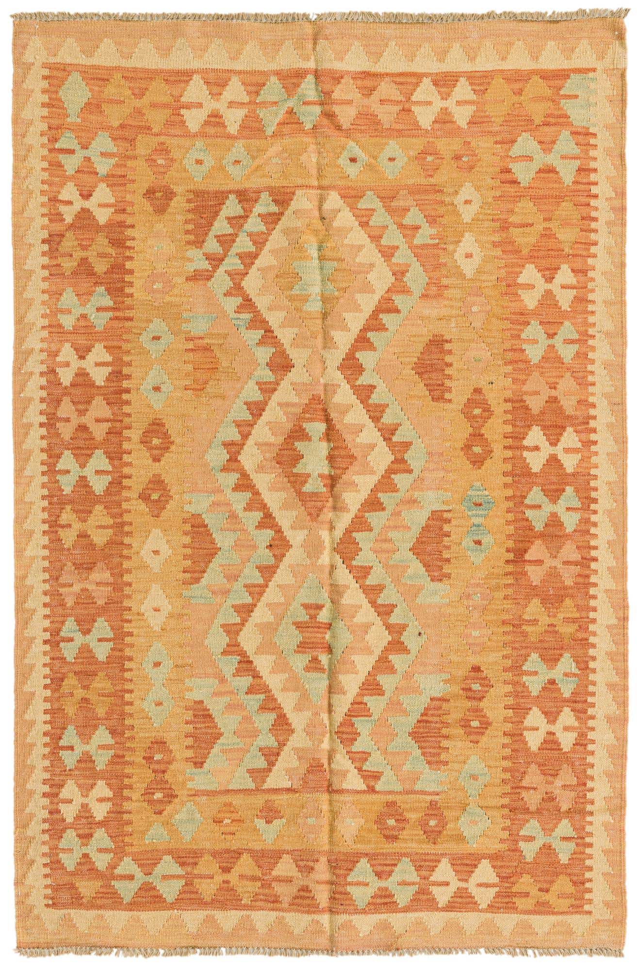 3' 4 x 5' Hand Woven Kilim Waziri Wool Rug