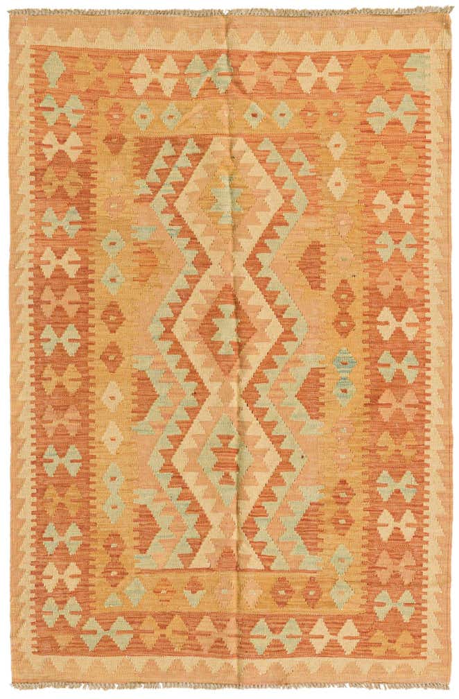 3' 4 x 5' Hand Woven Kilim Waziri Wool Rug