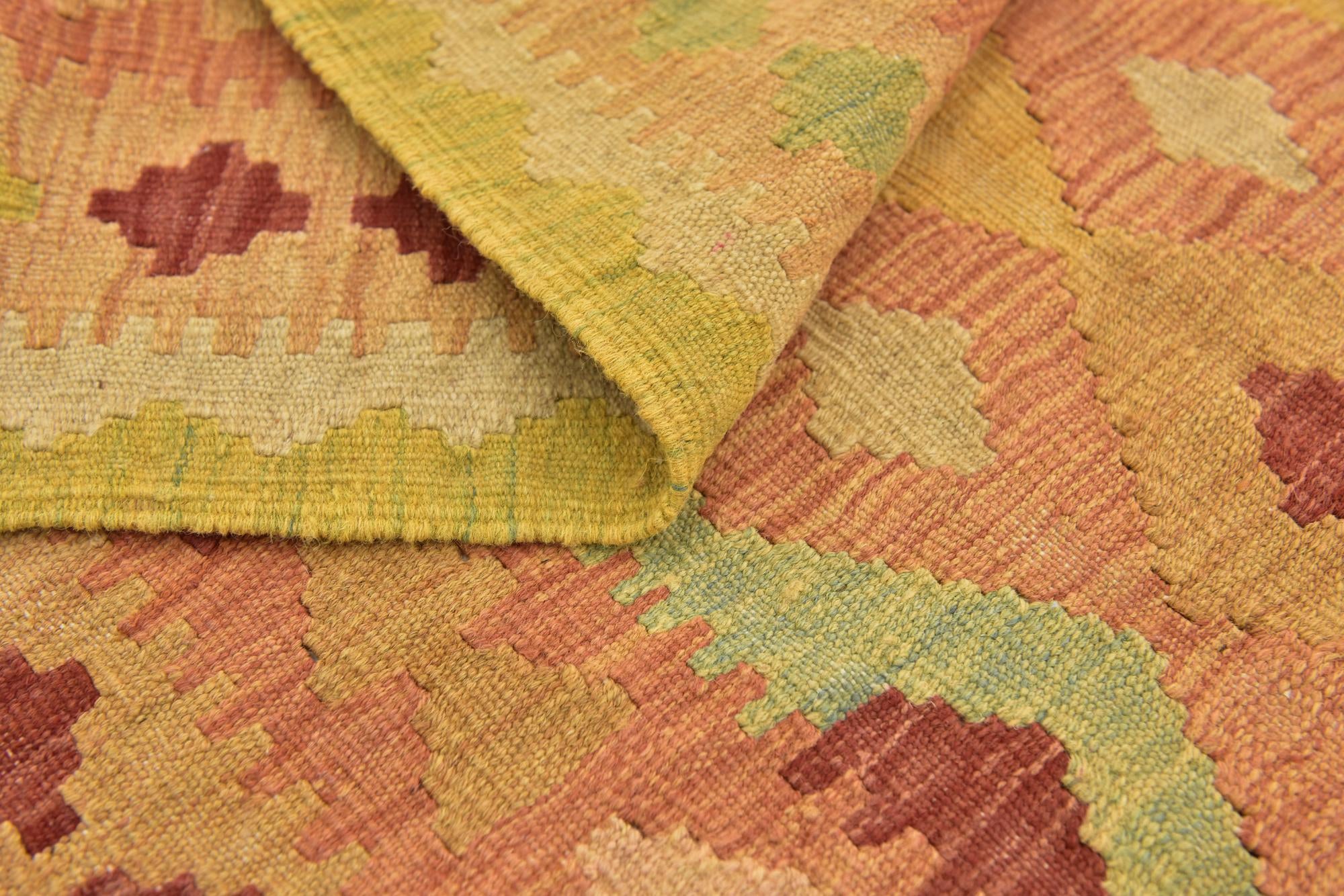 3' 2 x 5' 2 Hand Woven Kilim Waziri Wool Rug