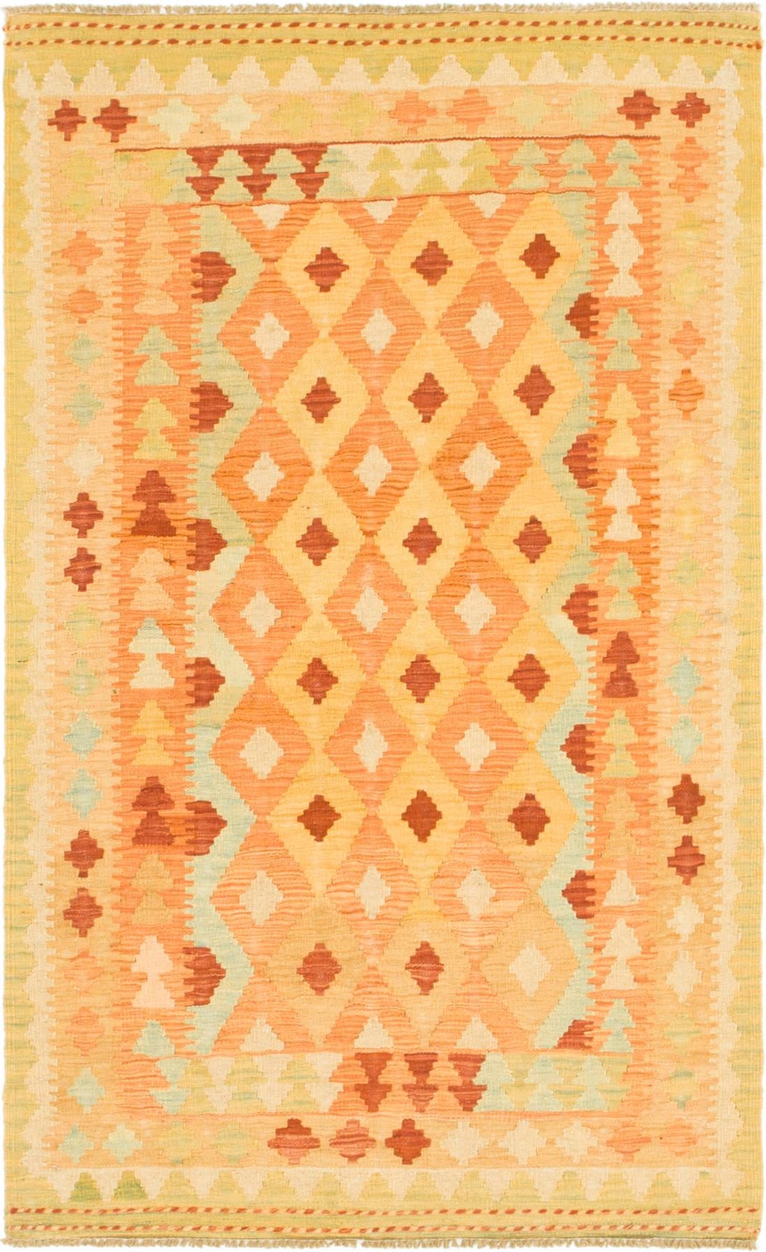3' 2 x 5' 2 Hand Woven Kilim Waziri Wool Rug