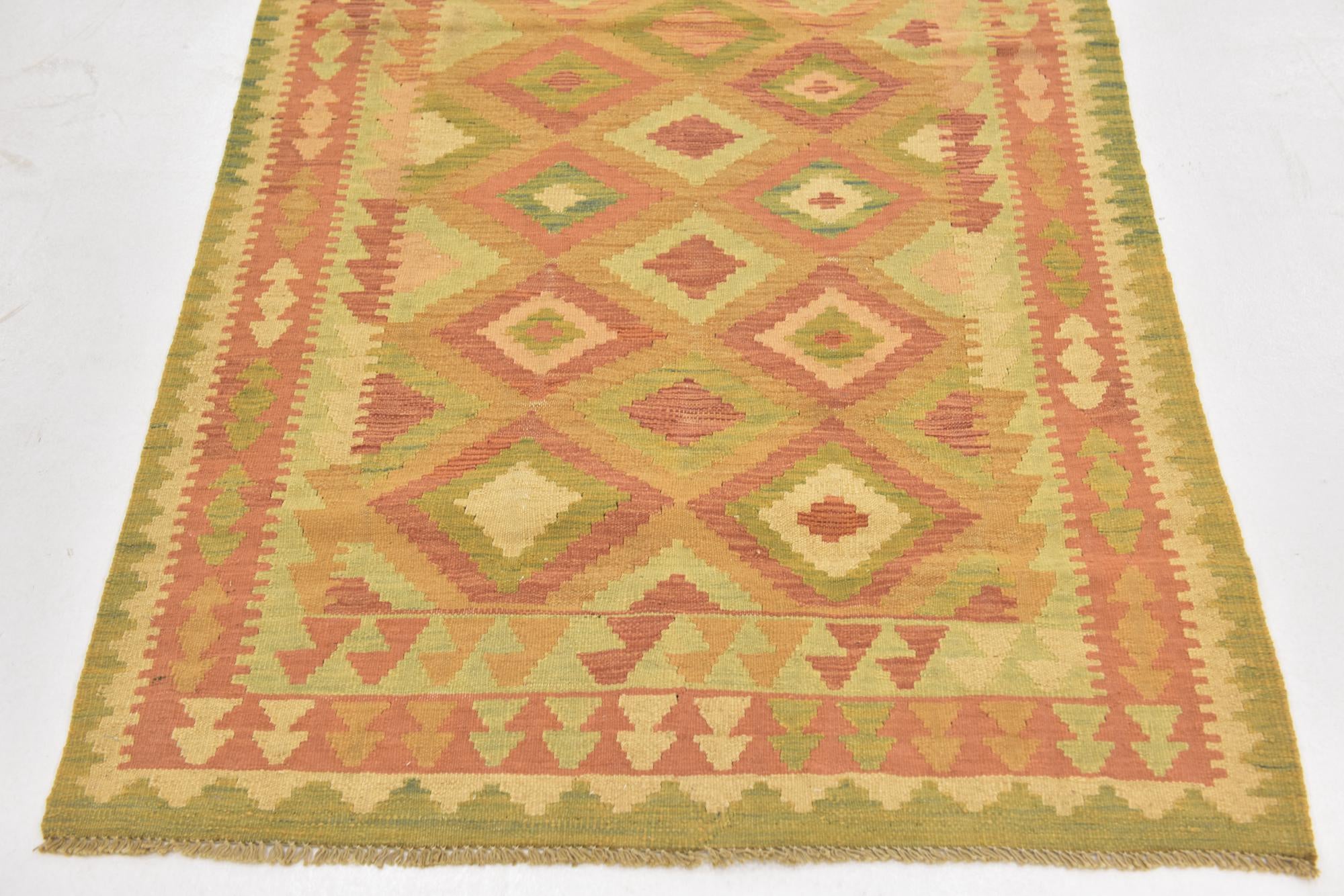 3' 3 x 5' Hand Woven Kilim Waziri Wool Rug