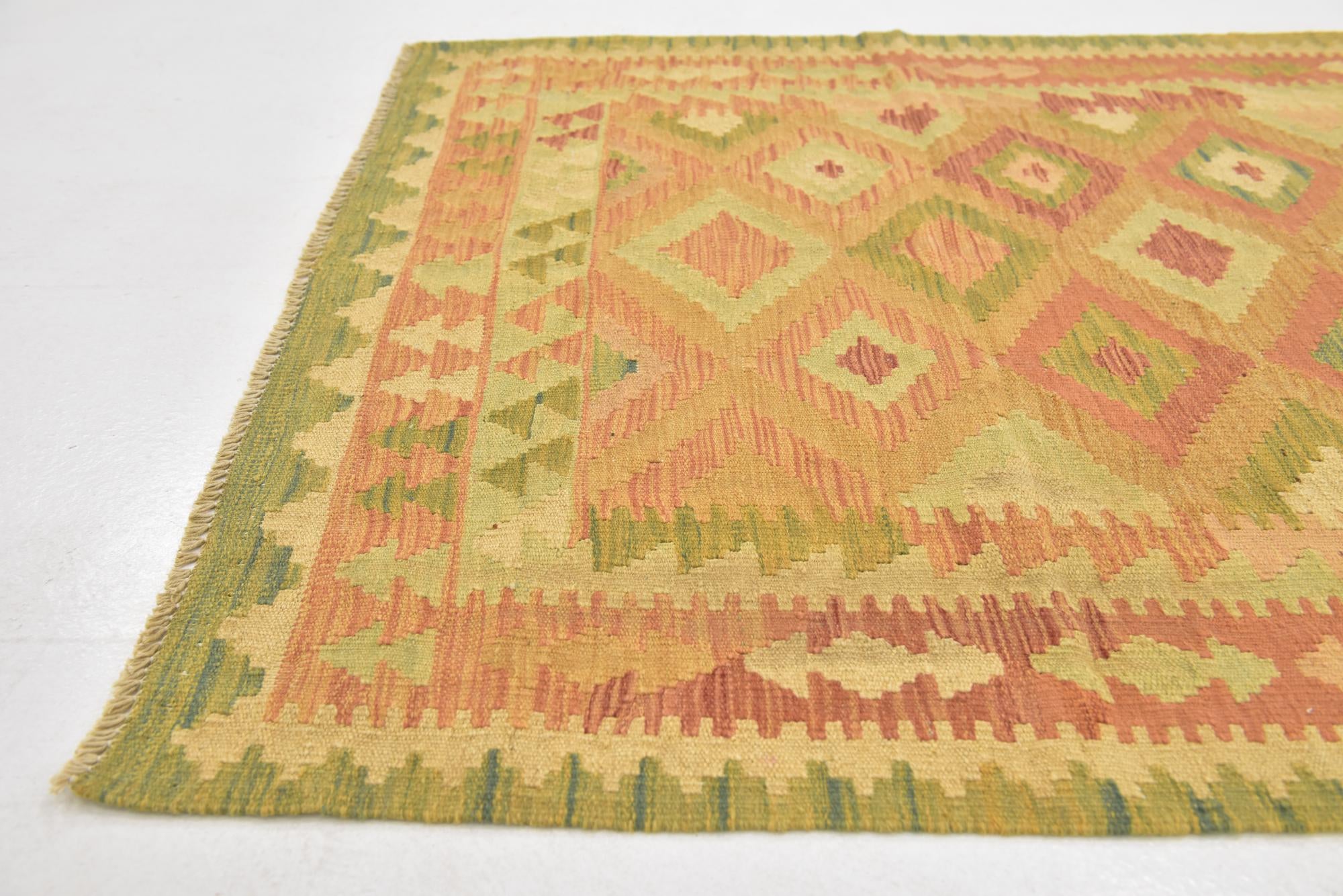 3' 3 x 5' Hand Woven Kilim Waziri Wool Rug