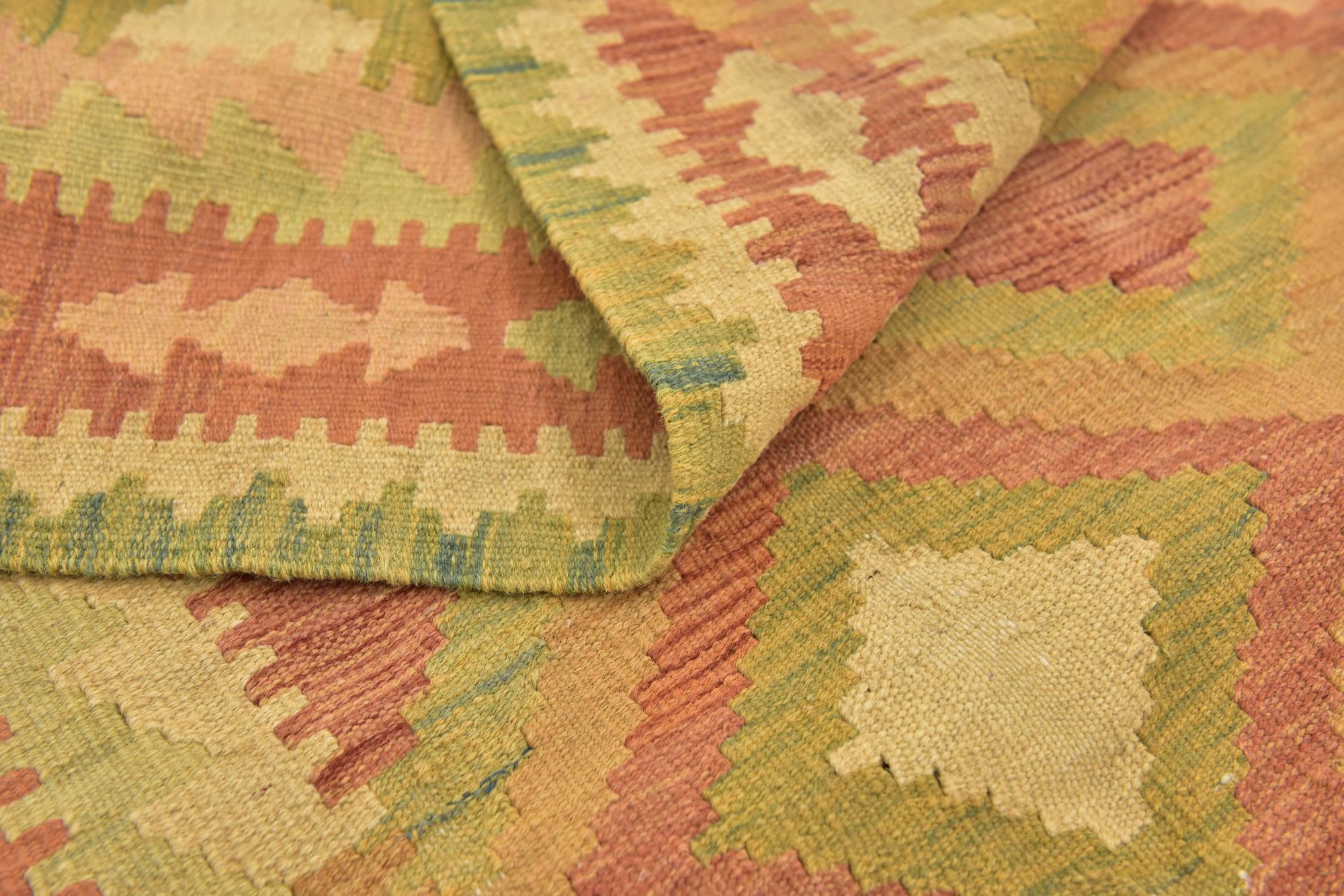 3' 3 x 5' Hand Woven Kilim Waziri Wool Rug