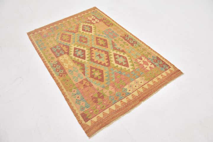 3' 5 x 5' Hand Woven Kilim Waziri Wool Rug