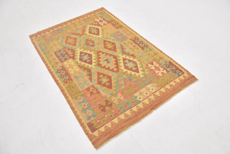 Detail image of 3' 5 x 5' Hand Woven Kilim Waziri Wool Rug