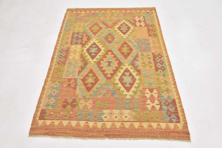 3' 5 x 5' Hand Woven Kilim Waziri Wool Rug