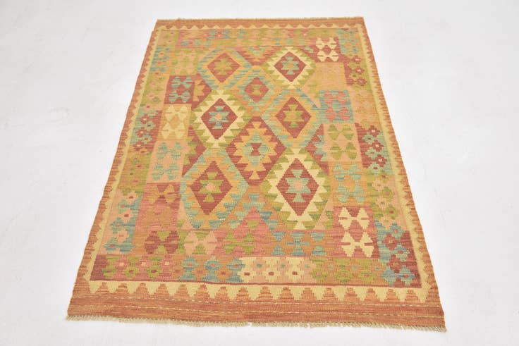 Detail image of 3' 5 x 5' Hand Woven Kilim Waziri Wool Rug