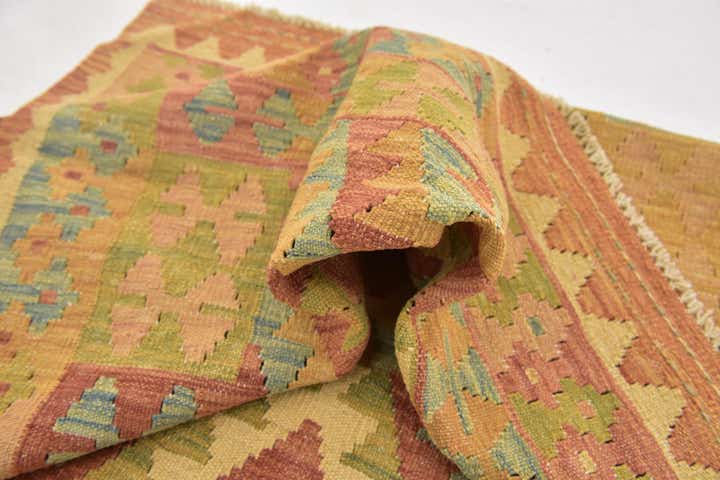 3' 5 x 5' Hand Woven Kilim Waziri Wool Rug