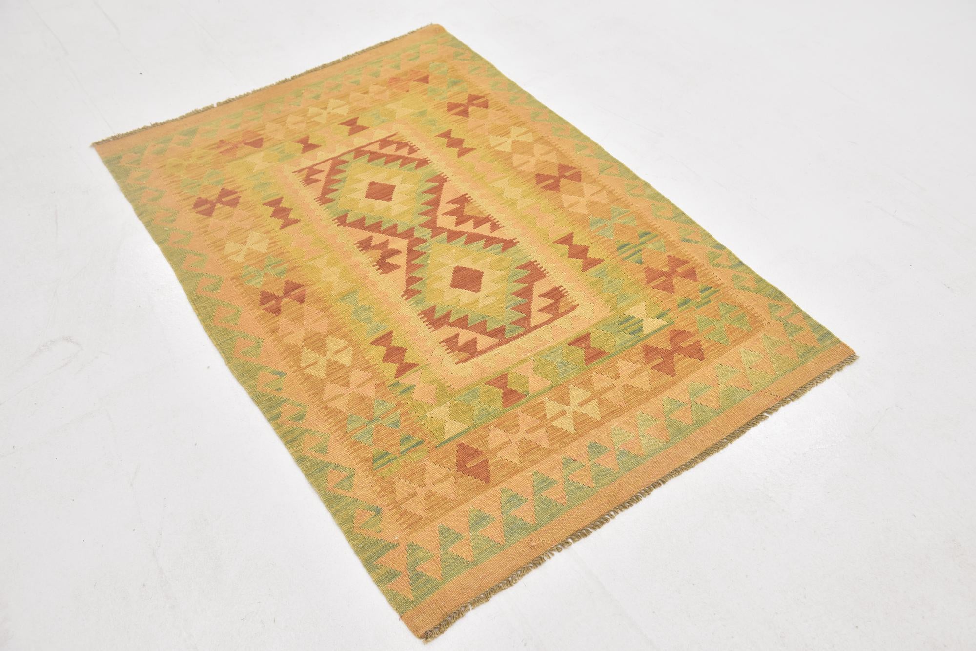 3' 5 x 5' Hand Woven Kilim Waziri Wool Rug