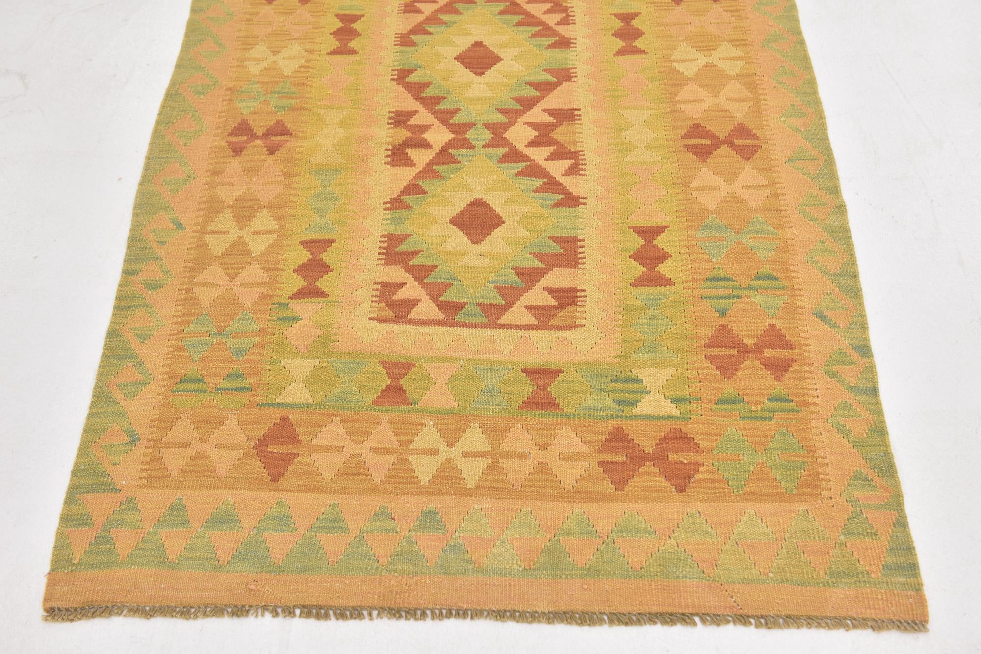 3' 5 x 5' Hand Woven Kilim Waziri Wool Rug