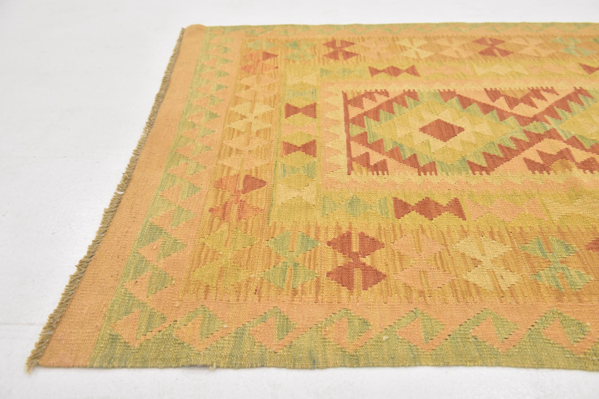 3' 5 x 5' Hand Woven Kilim Waziri Wool Rug