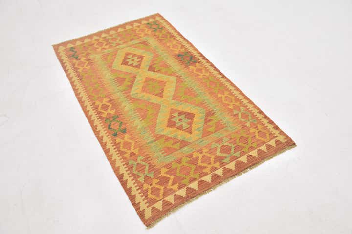 2' 10 x 4' 10 Hand Woven Kilim Waziri Wool Rug