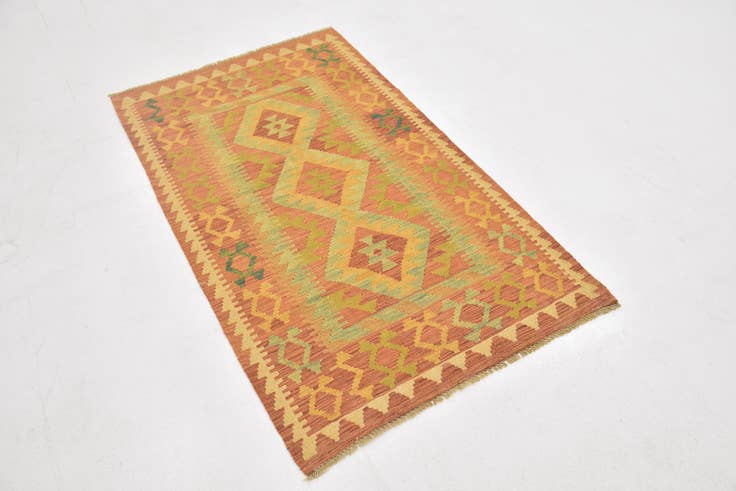 Detail image of 2' 10 x 4' 10 Hand Woven Kilim Waziri Wool Rug